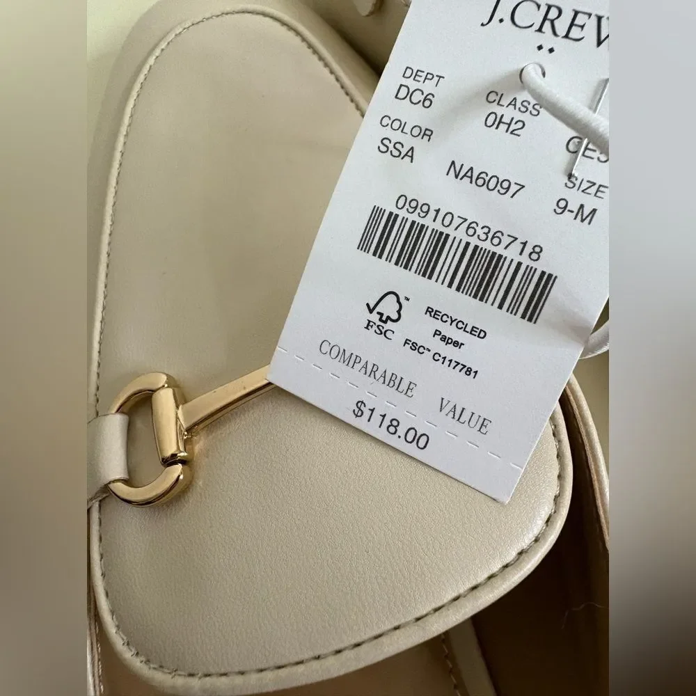 NWT J. Crew Women's Cream Mules with Gold Accent sz 9